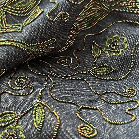 Double D Ranch Beaded Fringed Open Denim Jacket SMALL - Picture 14 of 16